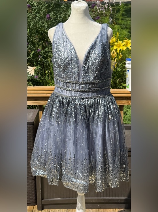 JVN by Jovani Dresses & Skirts - Silver Glitter Tulle Party Dress size 16 Jovani silver blue homecoming prom